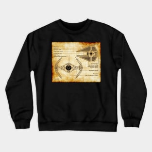 Interceptor Fighter Craft Parchment Blueprint Crewneck Sweatshirt